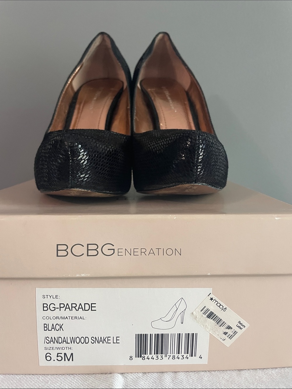 BCBG Black Textured Platform Stiletto Pumps - Picture 2 of 8
